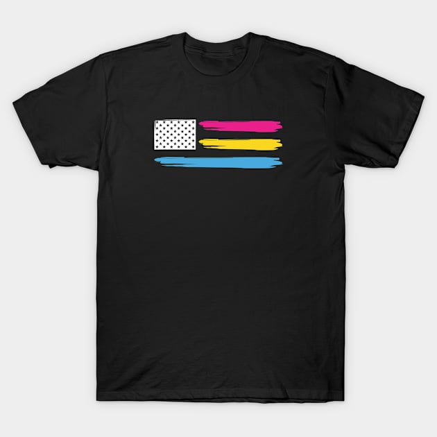 LGBTQ American Flag USA Progressive New Pride Pansexual Flag T-Shirt by Sonyi